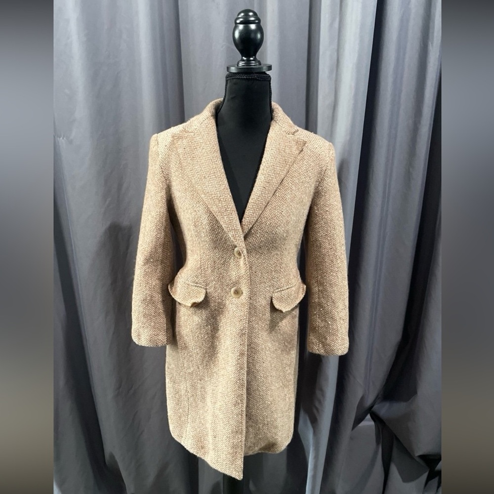 Talbots 100% wool herringbone tweed coat women’s size 6